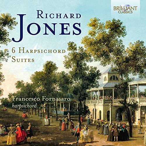 CD cover for Richard Jones’s harpsichord suites, featuring a park scene.