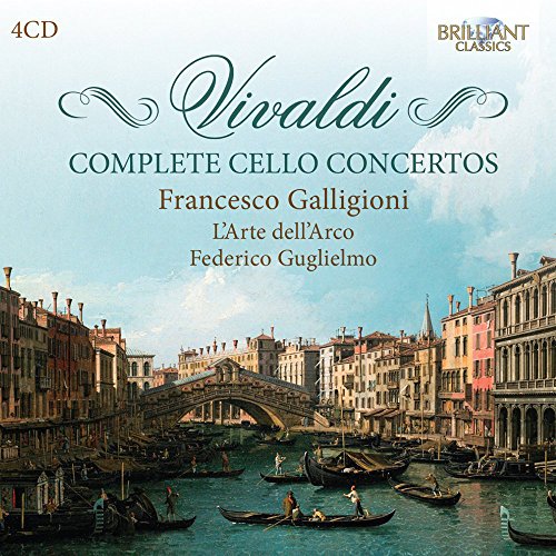 CD cover for Vivaldi’s cello concertos with a Venetian canal scene.