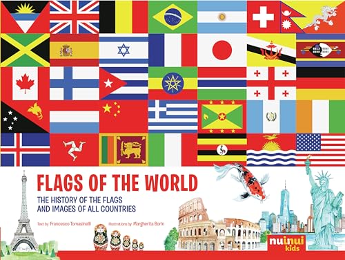 Colorful book cover displaying a grid of national flags and world landmarks.