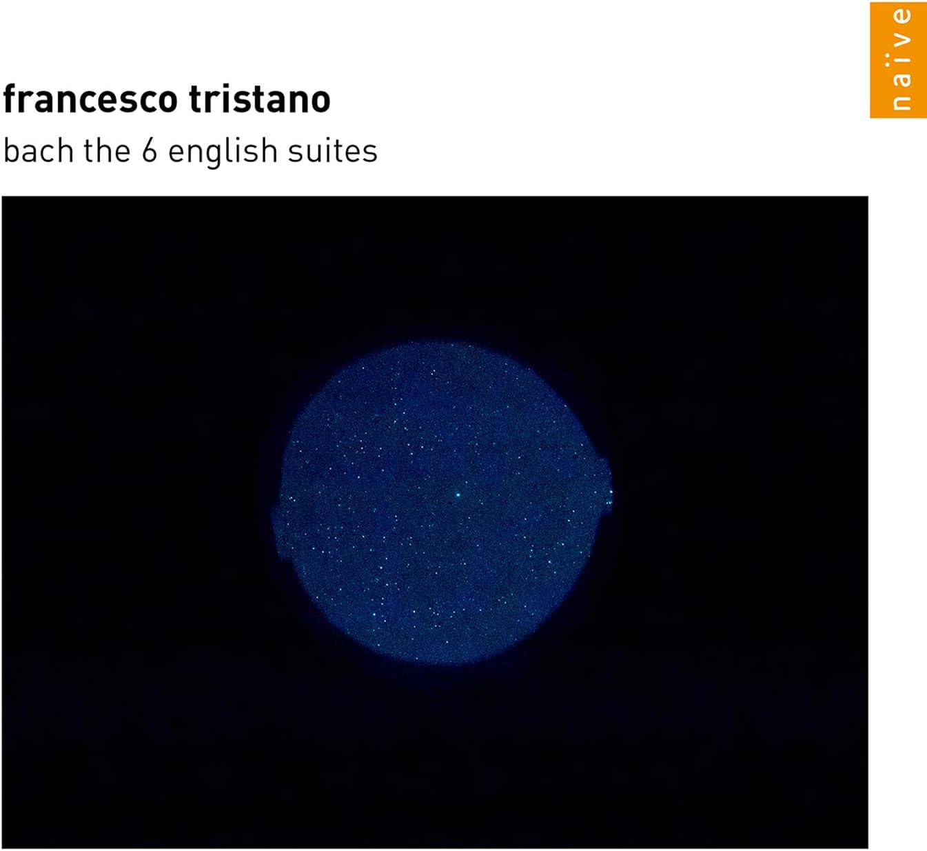 CD cover for Francesco Tristano’s Bach: The 6 English Suites, dark blue.