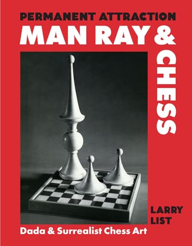 Book cover featuring three abstract chess pieces on a board against a red background.