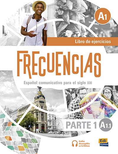 Spanish language textbook cover with a young man wearing headphones.