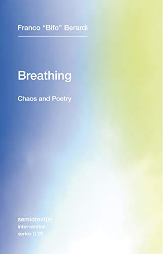 Book cover with blue and yellow gradient background, white text title Breathing: Chaos and Poetry.