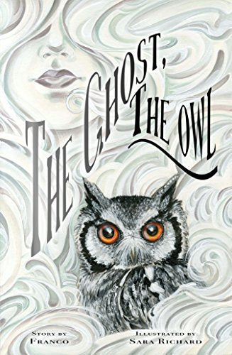 Book cover: ghostly face, owl with orange eyes, and title "The Ghost, The Owl".