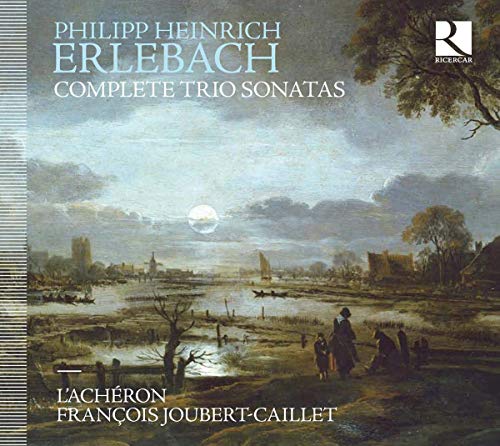 CD cover for Philipp Heinrich Erlebach’s Trio Sonatas with landscape scene.