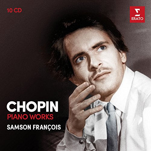 Samson François on CD cover for "Chopin: Piano Works," with a thoughtful expression.
