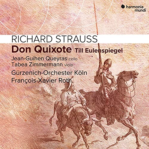CD cover for Richard Strauss’s “Don Quixote” and “Till Eulenspiegel” featuring artwork of riders.