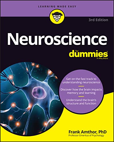 Neuroscience for Dummies book cover featuring a neuron illustration on a black background.