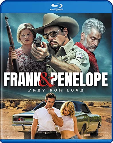“Frank & Penelope” Blu-ray cover featuring four people with guns and a car.