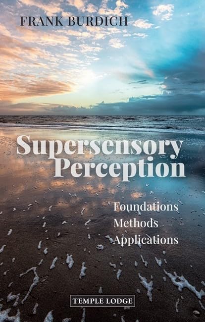 Book cover titled Supersensory Perception with a sunset over a wet sandy beach.