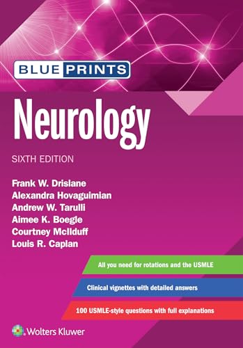 Blueprints Neurology textbook, sixth edition, with purple and white cover design.
