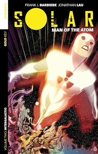 Comic book cover featuring a glowing, atomic-powered superhero and villains.