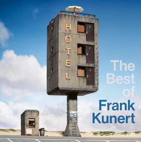 Concrete hotel tower under a blue sky, book cover for Frank Kunert.