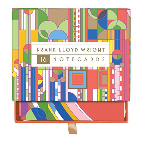 Box of sixteen Frank Lloyd Wright designed notecards with geometric patterns.