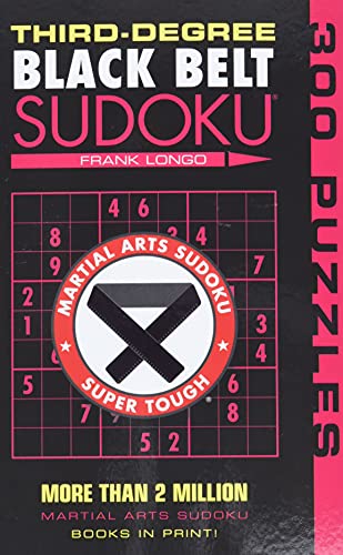 Sudoku puzzle book cover with a black belt symbol and red accents.