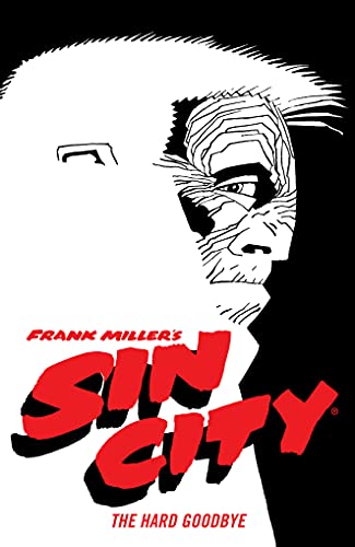 High-contrast black and white illustration of a man's face with red Sin City text.