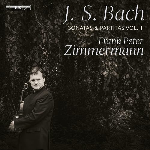 CD cover featuring violinist Frank Peter Zimmermann and text “J.S. Bach”.