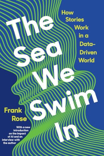 Book cover: “The Sea We Swim In” with wavy green and blue design.