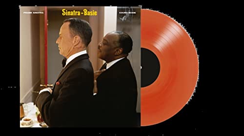 Frank Sinatra and Count Basie album cover with an orange vinyl record.
