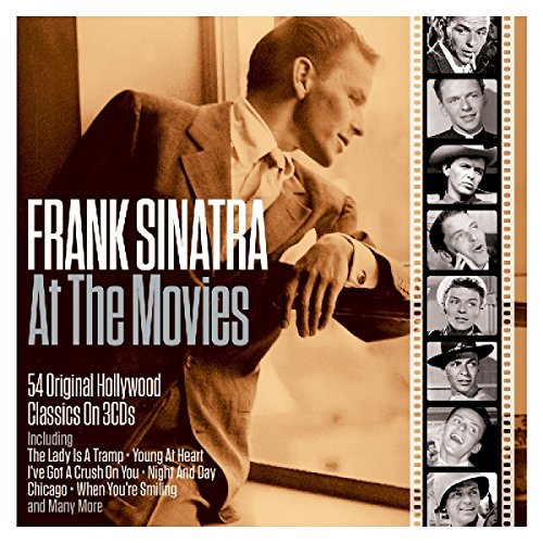 Sepia-toned Frank Sinatra album cover with film strip imagery and text on the left.