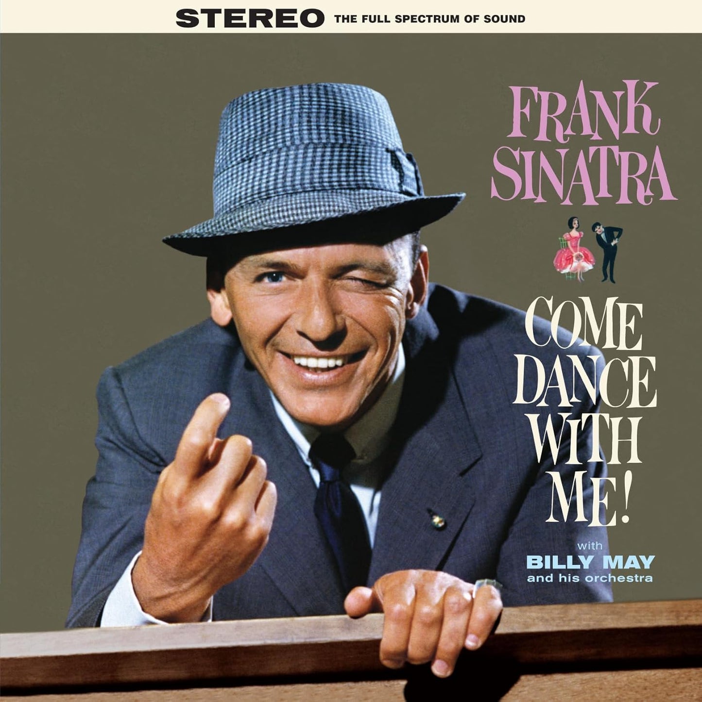 Frank Sinatra album cover, “Come Dance With Me!”, with a smiling portrait.