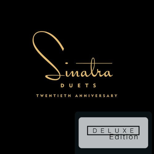 Frank Sinatra Duets Twentieth Anniversary album cover with gold text on a black background.