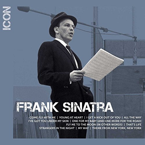 Frank Sinatra "ICON" CD cover: black and white portrait, song list below.