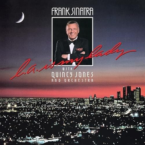 Album cover for L.A. Is My Lady featuring Frank Sinatra over a city skyline.