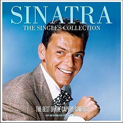Frank Sinatra album cover, smiling portrait on a blue background.