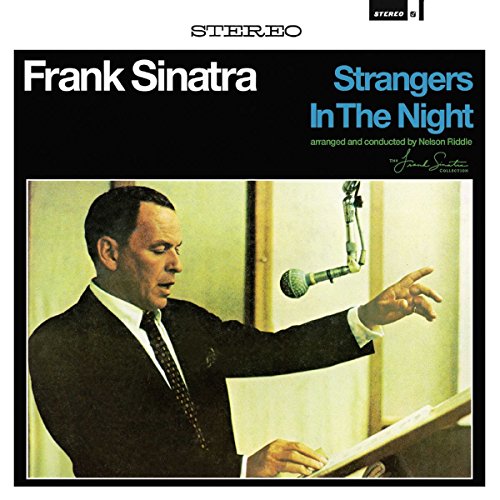 Frank Sinatra album cover: Sinatra at a microphone, in black and white.