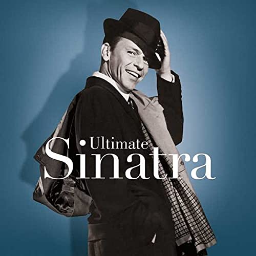 Frank Sinatra wearing a fedora and suit jacket with Ultimate Sinatra text overlay.