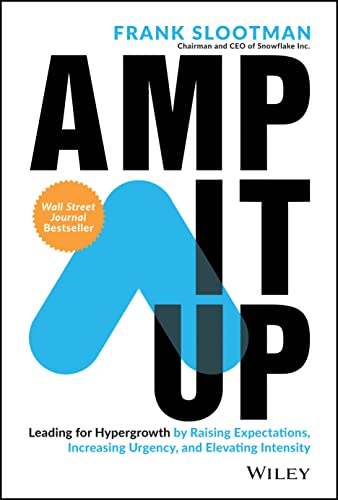 Book cover for Amp It Up by Frank Slootman with large black and blue text.