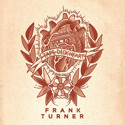 Red-toned illustration of a heart with a cassette tape, leaves, and flower.
