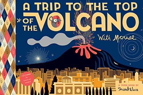 Book cover: Mouse near a volcano erupting over a town.