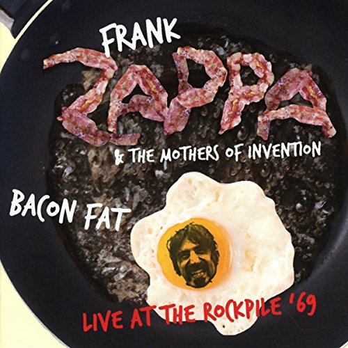 CD cover: Frank Zappa, bacon, fried egg, and a portrait in yolk.