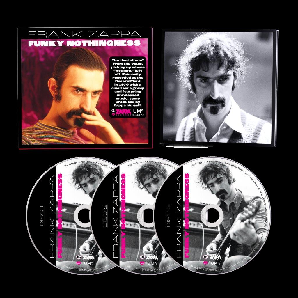 Frank Zappa "Funky Nothingness" 3-CD set with portrait of Zappa.