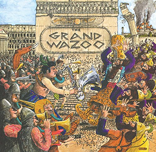 Illustrated album cover showing a chaotic crowd of musicians playing instruments before a monument.