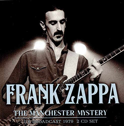 Frank Zappa playing guitar on CD cover, black and white image.