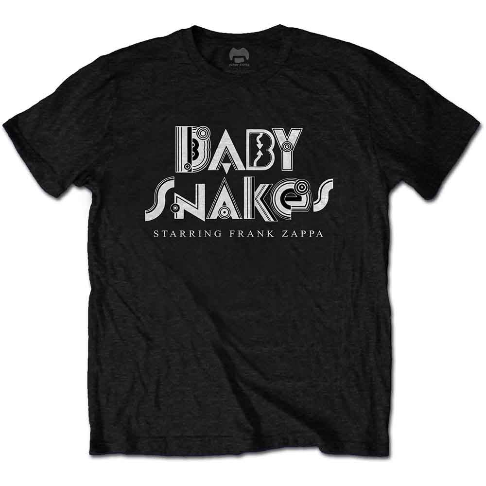 Black t-shirt with "Baby Snakes Starring Frank Zappa" graphic.