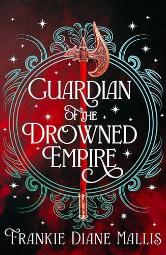Book cover: ornate teal frame, red background, weapon, and title text.