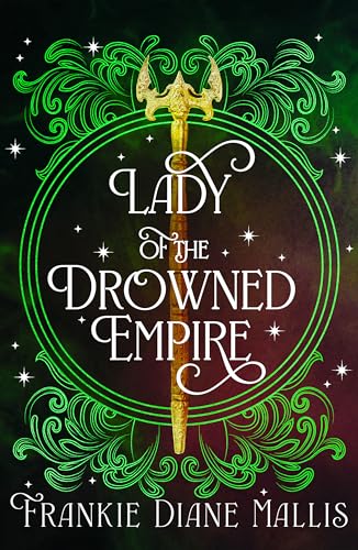 Book cover: ornate green frame, golden trident, and title text.