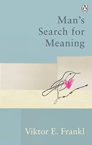 Book cover: "Man's Search for Meaning" by Viktor E. Frankl, with bird illustration.