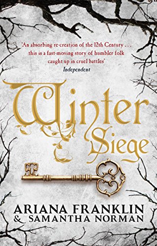 Book cover for "Winter Siege" featuring ornate script, a key, and branches.