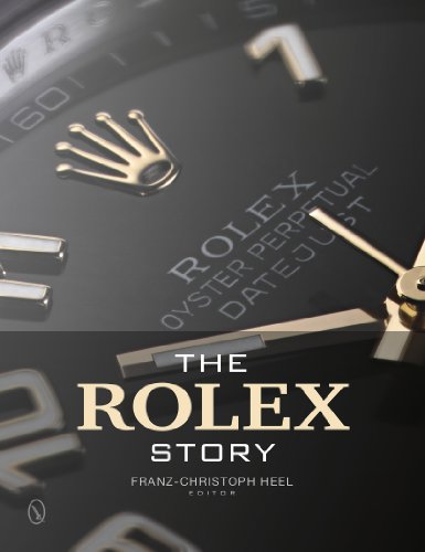 Book cover: close-up of a Rolex watch face with title "The Rolex Story".