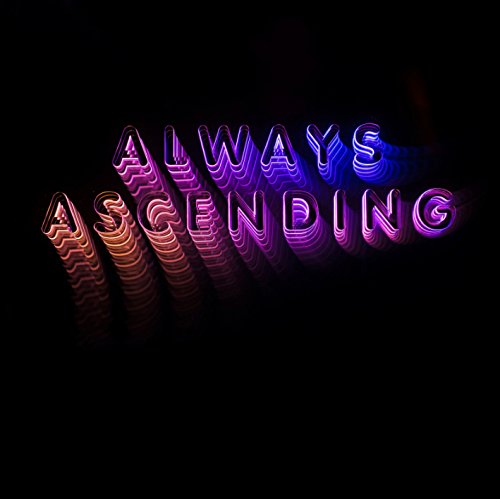 "Always Ascending" in neon letters, gradient colored, on a black background.
