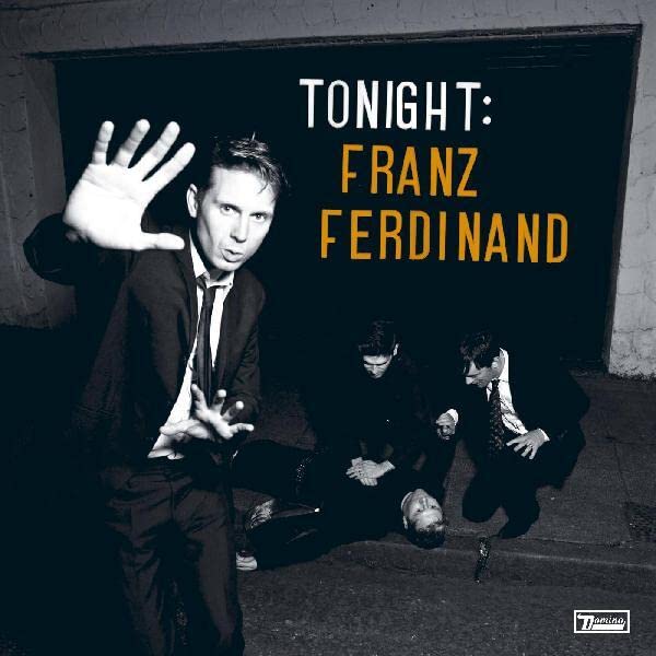 Black and white album cover for Franz Ferdinand’s “Tonight,” featuring band members.