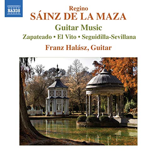 CD cover featuring ornate pavilions by a pond, guitar music by Sainz De La Maza.