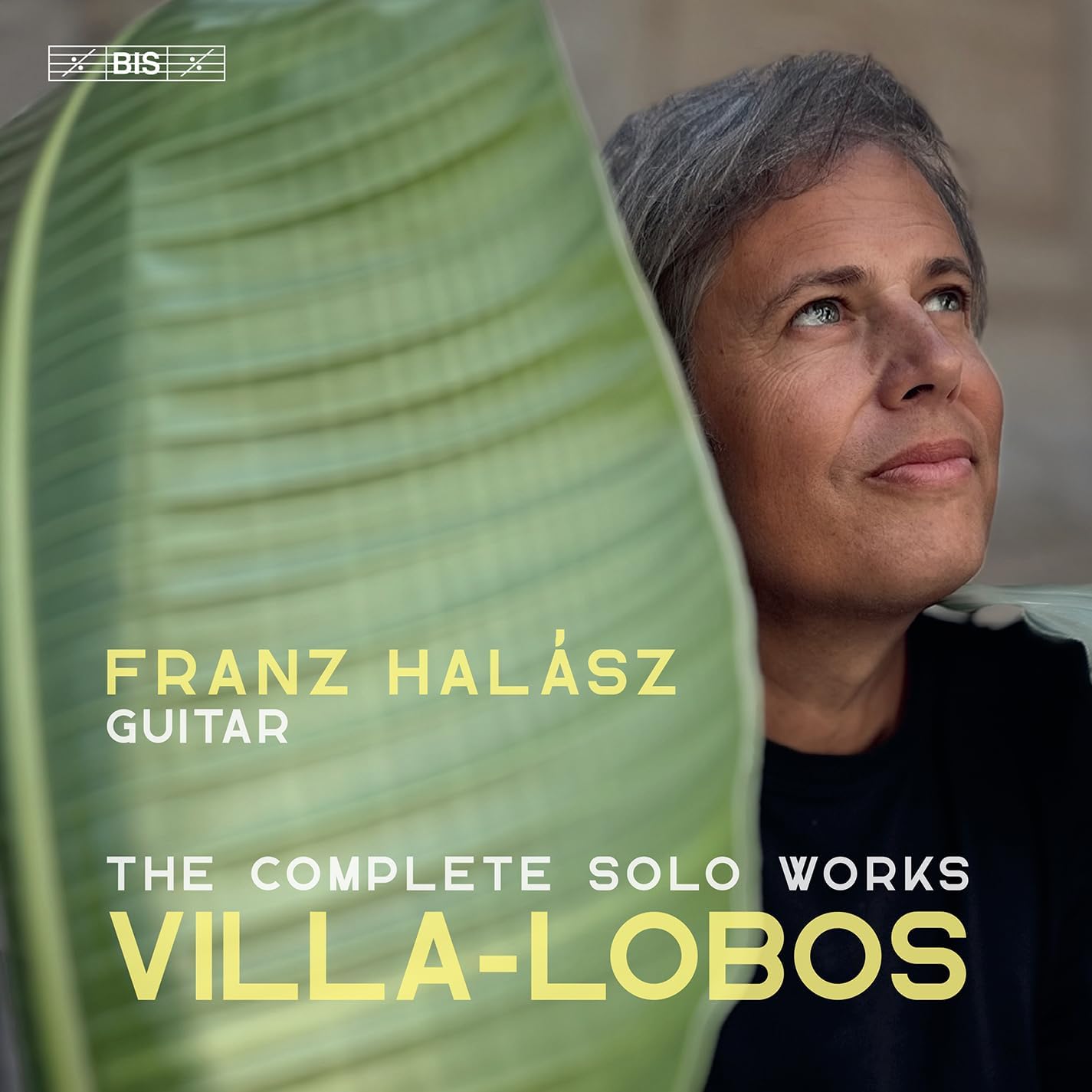 CD cover featuring guitarist Franz Halász against a green leaf background.