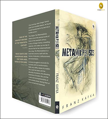Book cover for "Metamorphosis" by Franz Kafka, featuring a sketched figure.