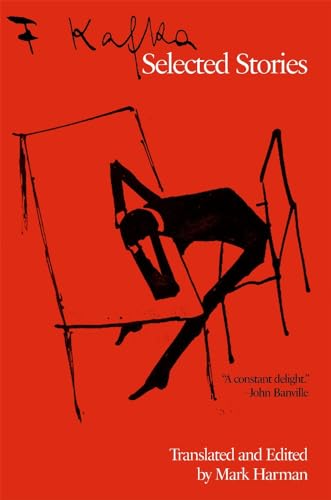 Red book cover with abstract black figure, title “Selected Stories” by Kafka.